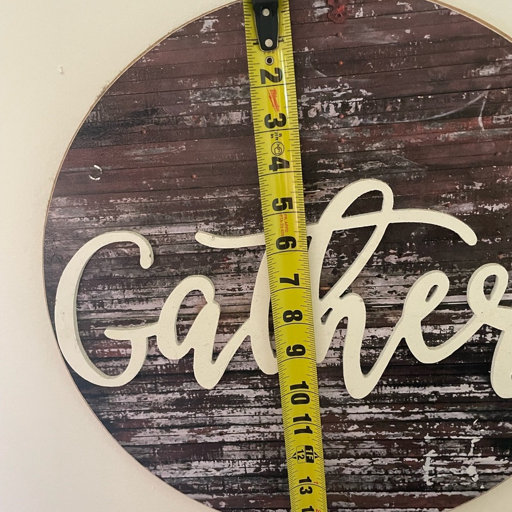 Rustic Brown and White Gather Wall Sign